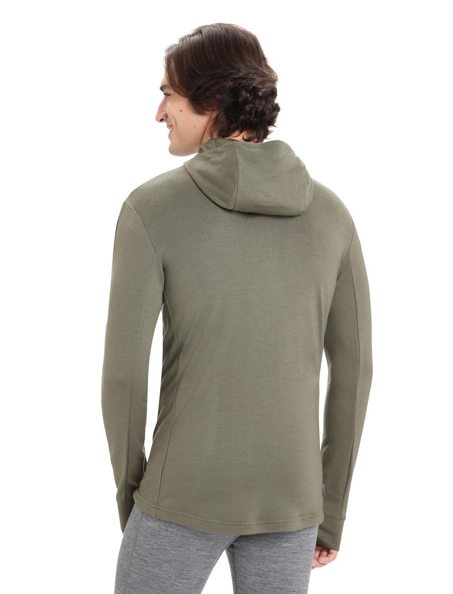 Loden Icebreaker Merino Quantum III Long Sleeve Zip Men's Hoodie | AU 1269XYUF